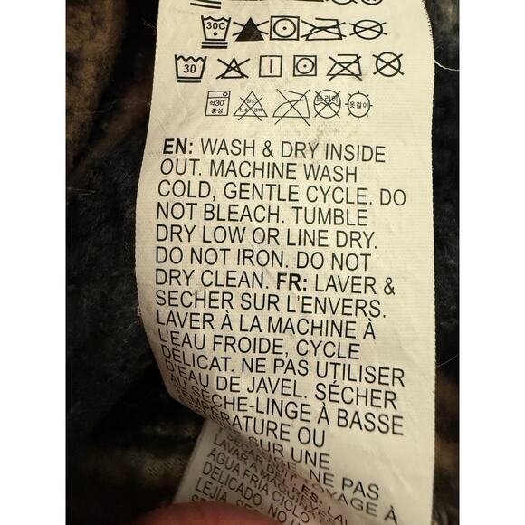 Billabong Sherpa Fleece Pullover Black Tropical Palm Leaf Zip Cozy Surf Jacket M - Picture 9 of 11